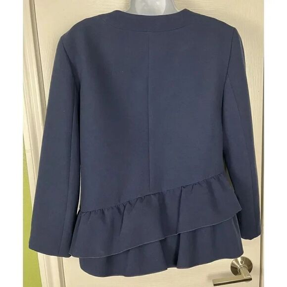 Banana Republic Peplum Ruffle Navy Jacket Women’s Size 6 - Picture 6 of 9